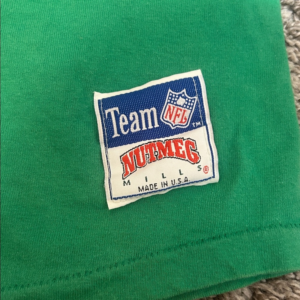 Vintage 90s Philadelphia Eagles Nutmeg NFL Shirt Embroidered Graphic Kelly Green - Picture 3 of 4
